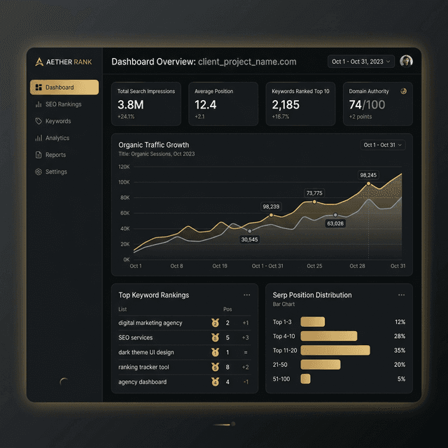 SEO Dashboard Mockup
